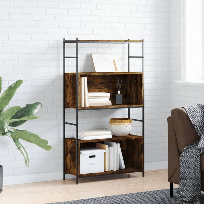 Libreria Rovere Fumo 80x30x145,5cm in Legno Multistrato e Ferro 832800