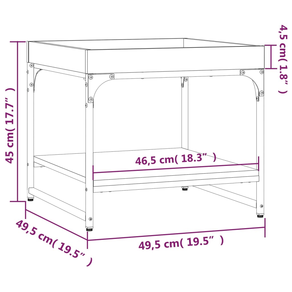 Tavolino Salotto Rovere Sonoma 49,5x49,5x45cm Legno Multistrato 832809