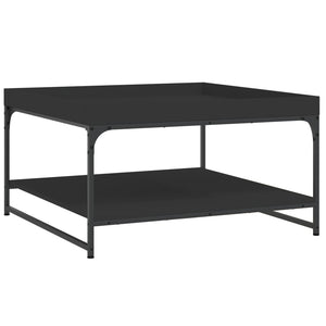 Tavolino da Salotto Nero 80x80x45 cm Legno Multistrato e Ferro 832813