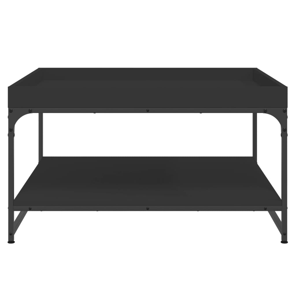 Tavolino da Salotto Nero 80x80x45 cm Legno Multistrato e Ferro 832813