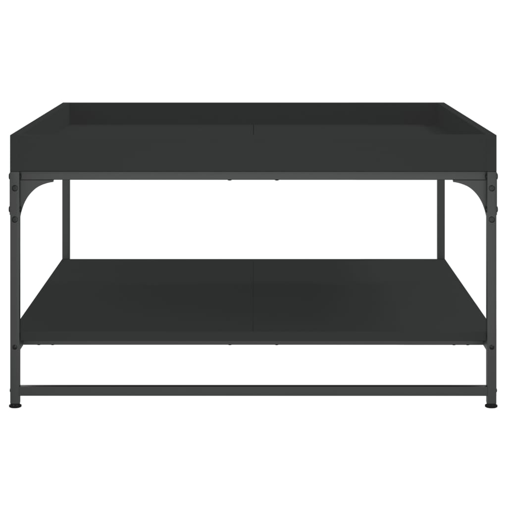 Tavolino da Salotto Nero 80x80x45 cm Legno Multistrato e Ferro 832813