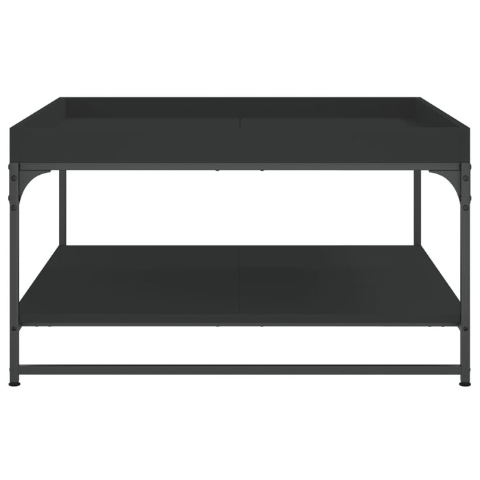 Tavolino da Salotto Nero 80x80x45 cm Legno Multistrato e Ferro 832813