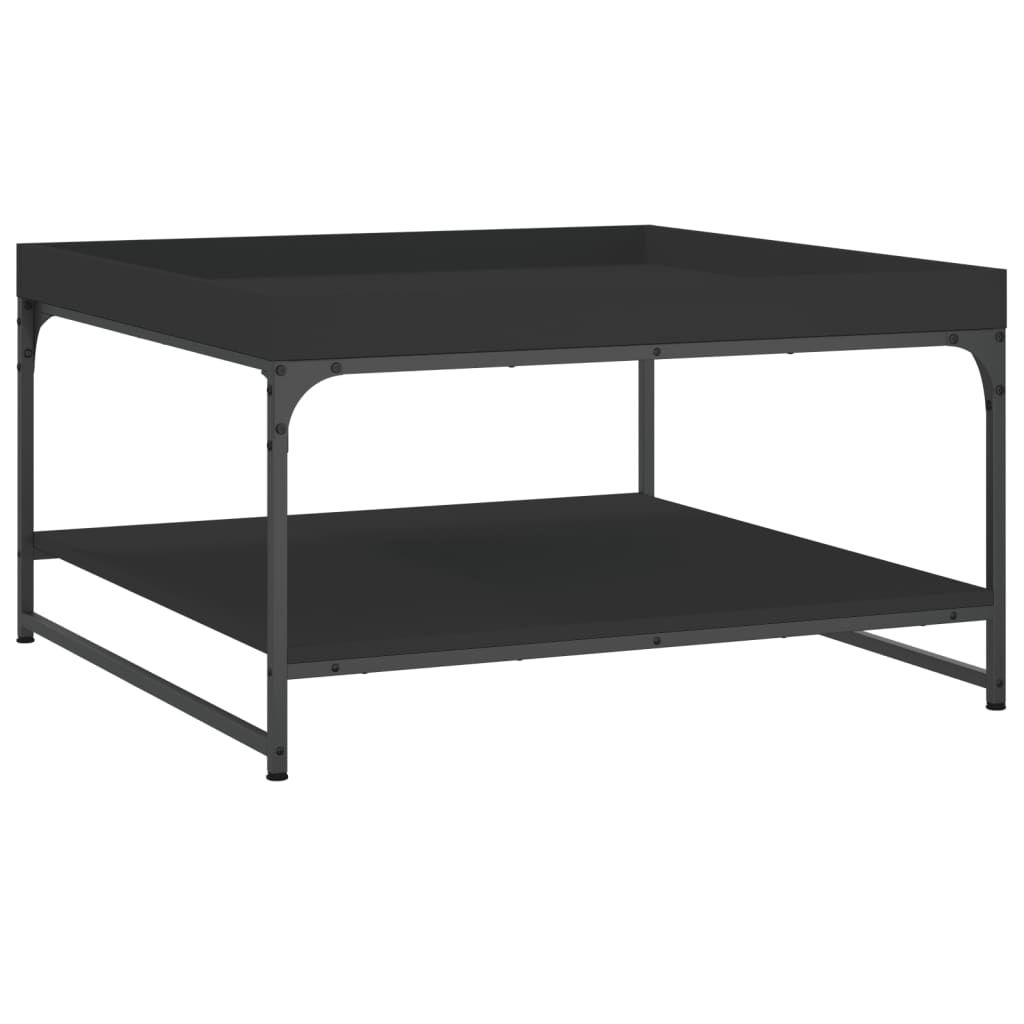 Tavolino da Salotto Nero 80x80x45 cm Legno Multistrato e Ferro 832813