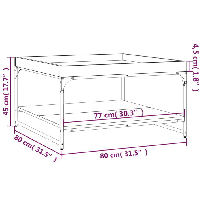 Tavolino da Salotto Nero 80x80x45 cm Legno Multistrato e Ferro 832813