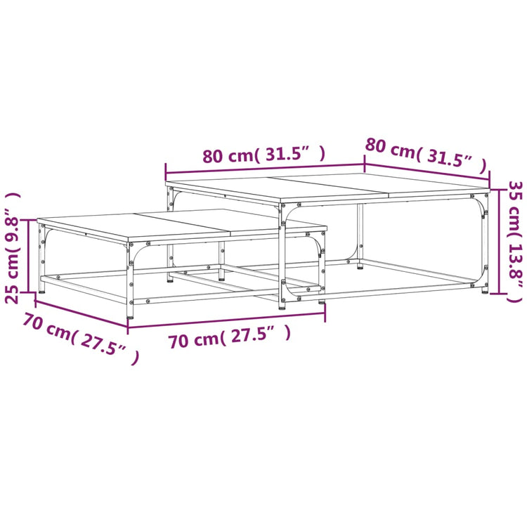 Tavolini Impilabili 2 pz Neri in Legno Multistrato 832818