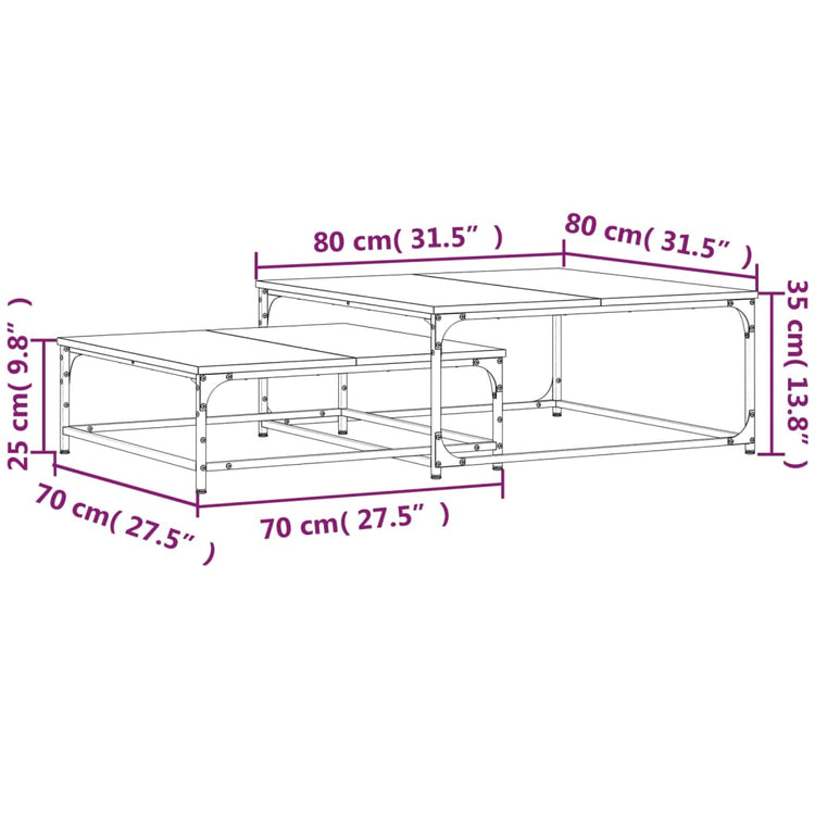 Tavolini Impilabili 2 pz Rovere Sonoma in Legno Multistrato 832819