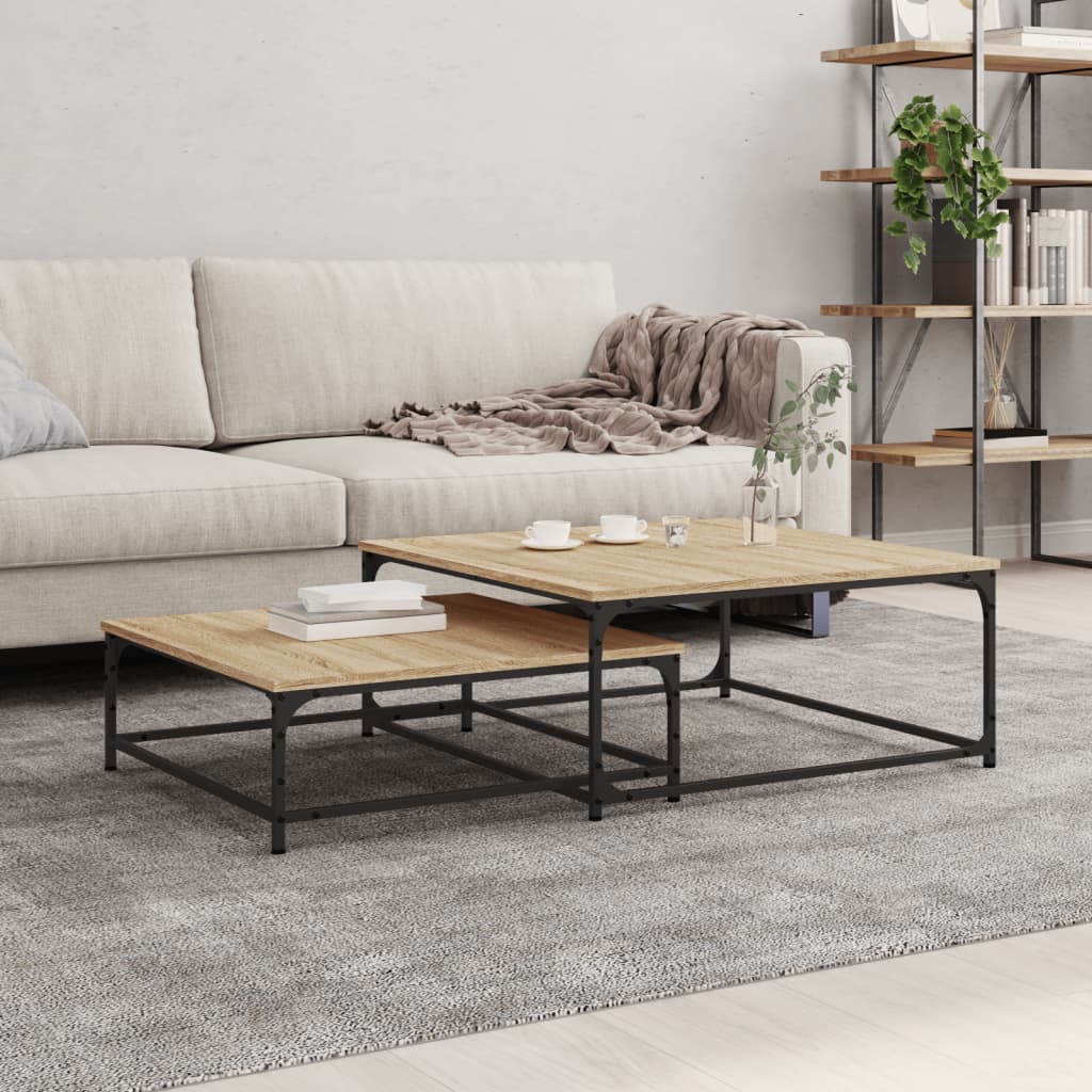 Tavolini Impilabili 2 pz Rovere Sonoma in Legno Multistratocod mxl 121288