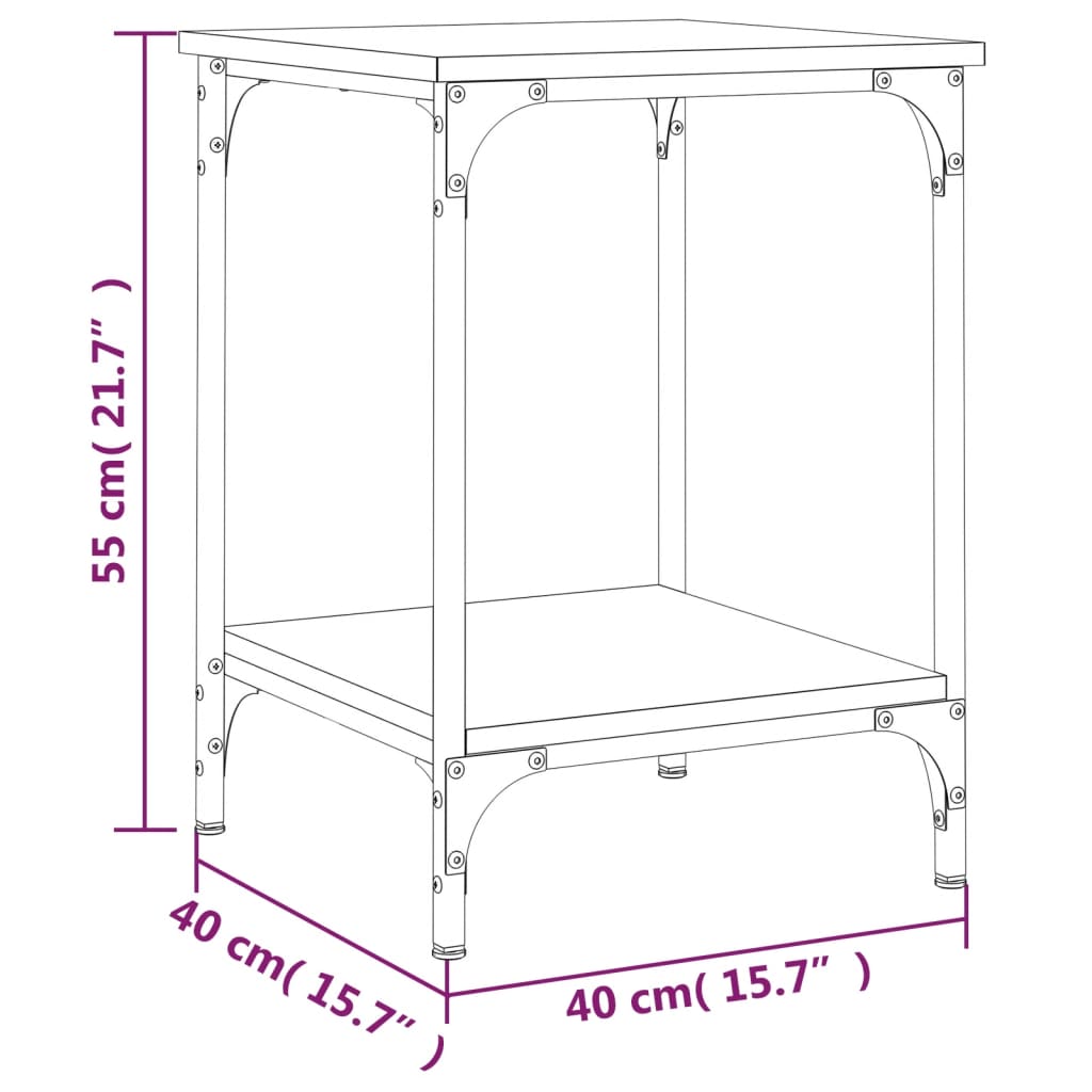 Tavolino da Salotto Nero 40x40x55 cm in Legno Multistrato 832823