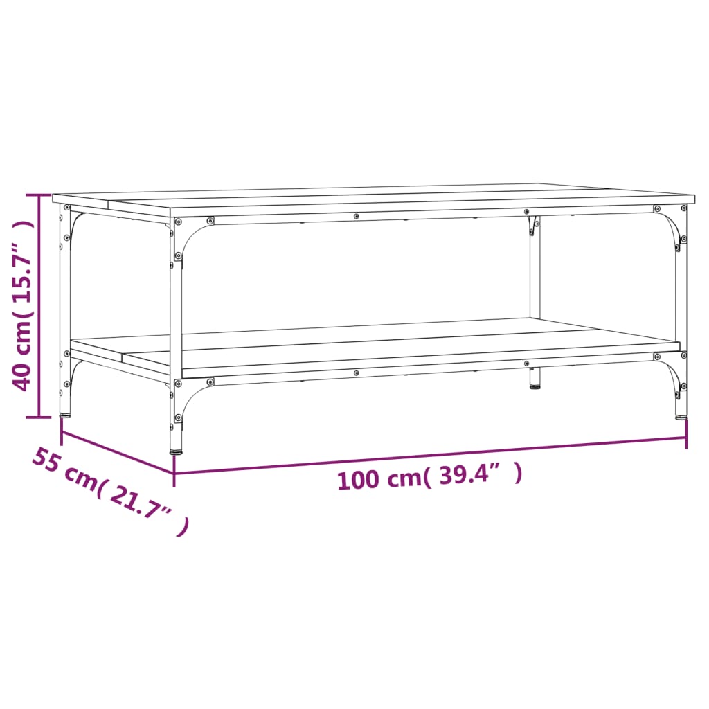 Tavolino da Salotto Nero 100x55x40 cm in Legno Multistrato 832833