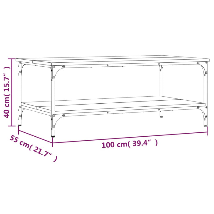 Tavolino Salotto Rovere Marrone 100x55x40 cm Legno Multistrato 832837