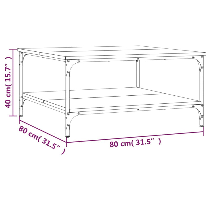 Tavolino da Salotto Nero 80x80x40 cm in Legno Multistrato 832838