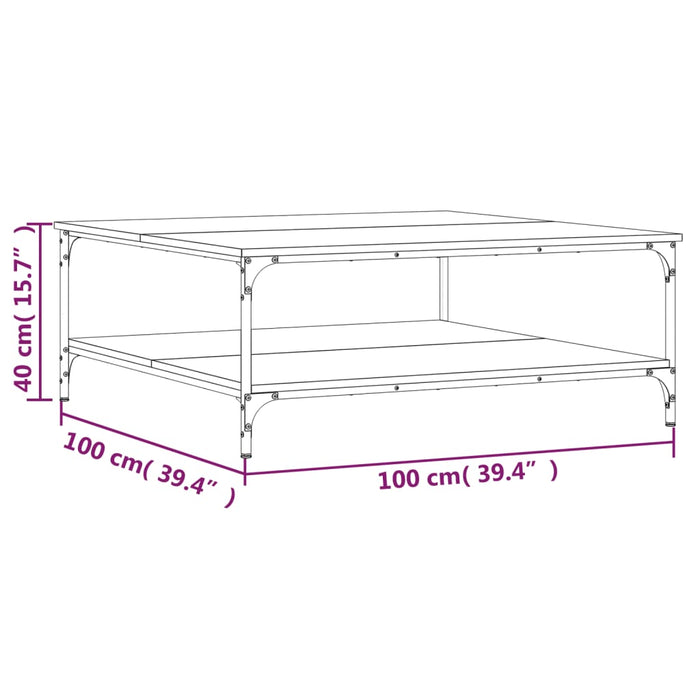 Tavolino Salotto Rovere Marrone 100x100x40 cm Legno Multistrato 832847