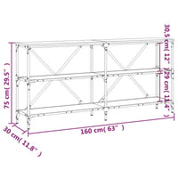 Tavolo Consolle Nero 160x30x75 cm Legno Multistrato e Ferro 832848