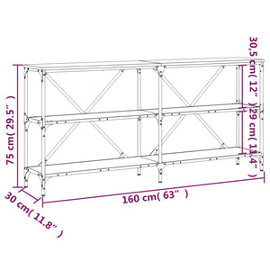 Tavolo Consolle Nero 160x30x75 cm Legno Multistrato e Ferro 832848