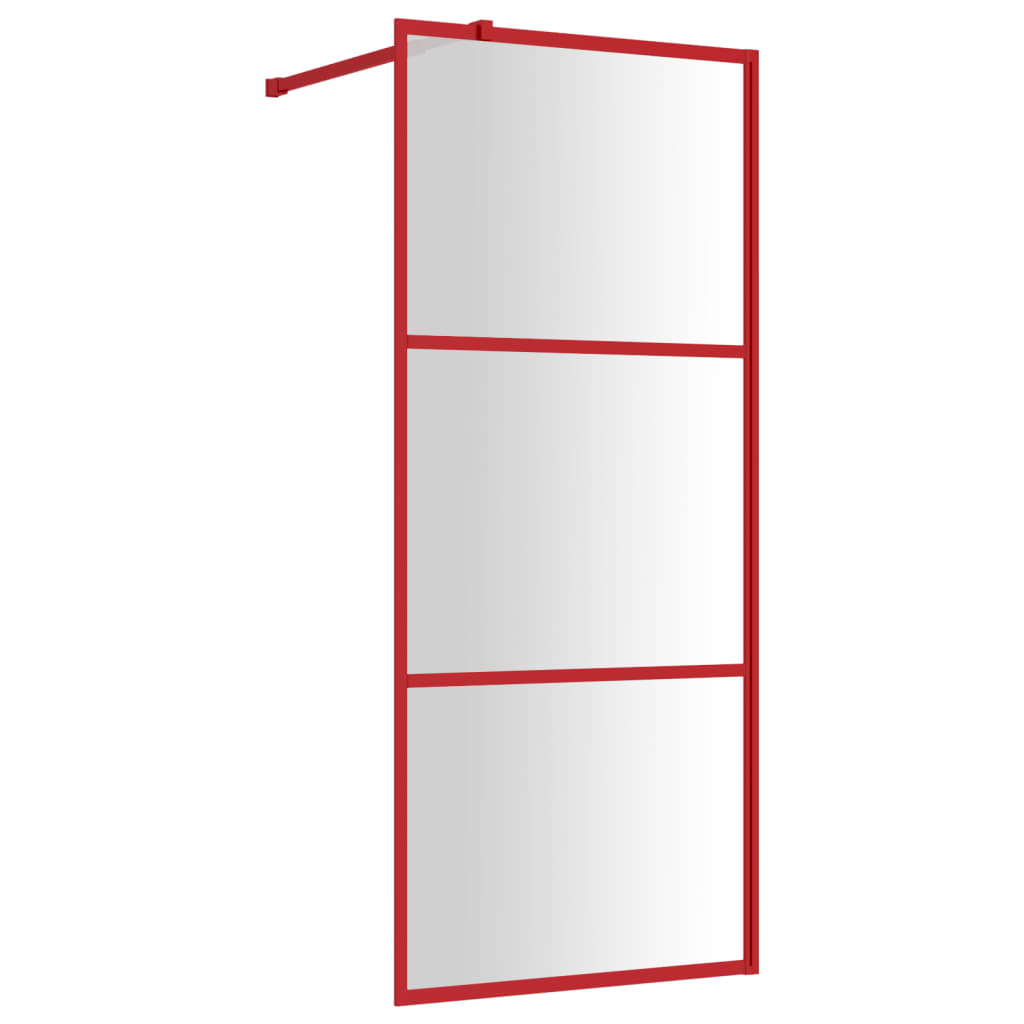 Parete per Doccia Walk-in Vetro Trasparente ESG 80x195 cm Rossa 154934