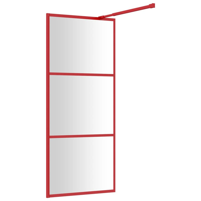 Parete per Doccia Walk-in Vetro Trasparente ESG 80x195 cm Rossa 154934