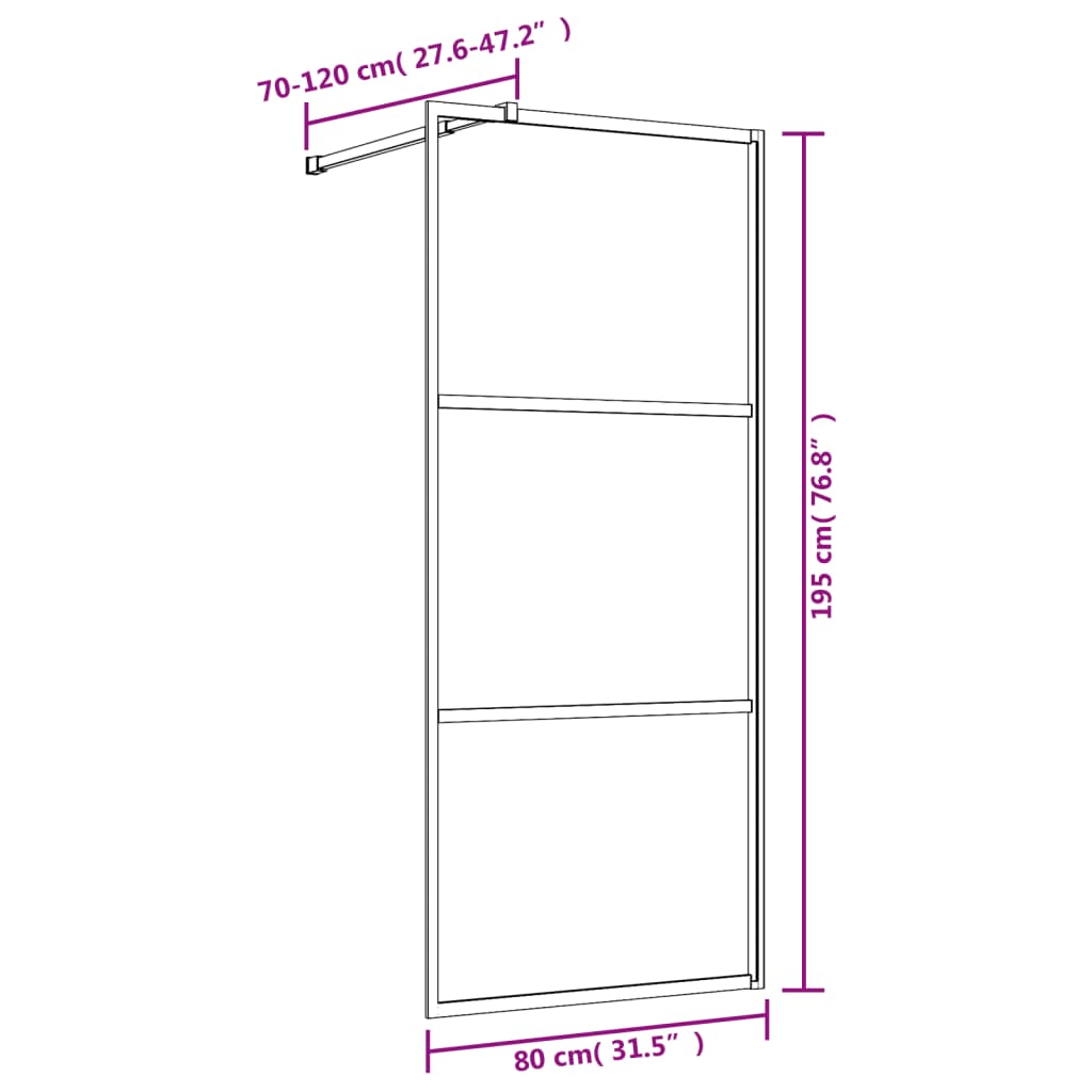 Parete per Doccia Walk-in Vetro Trasparente ESG 80x195 cm Rossa 154934