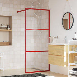 Parete per Doccia Walk-in Vetro Trasparente ESG 80x195 cm Rossa 154934