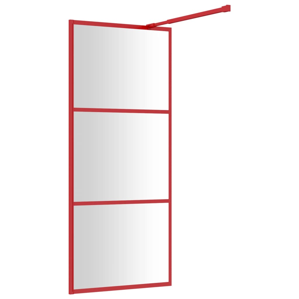 Parete per Doccia Walk-in Vetro Trasparente ESG 90x195 cm Rossa 154936