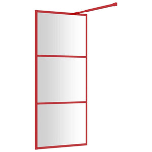 Parete per Doccia Walk-in Vetro Trasparente ESG 90x195 cm Rossa 154936