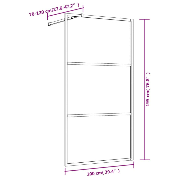 Parete per Doccia Walk-in Vetro Trasparente ESG 100x195 cm Oro 154939