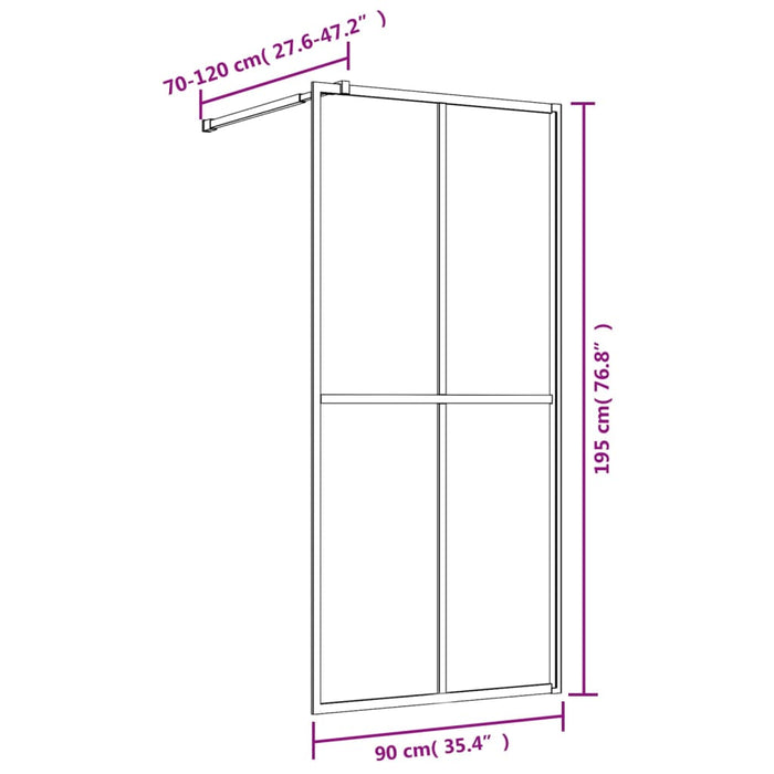 Parete per Doccia Walk-in Vetro Trasparente ESG 90x195 cm Oro 154945