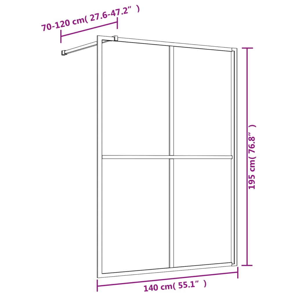 Parete per Doccia Walk-in Vetro Trasparente ESG 140x195cm Rossa 154950