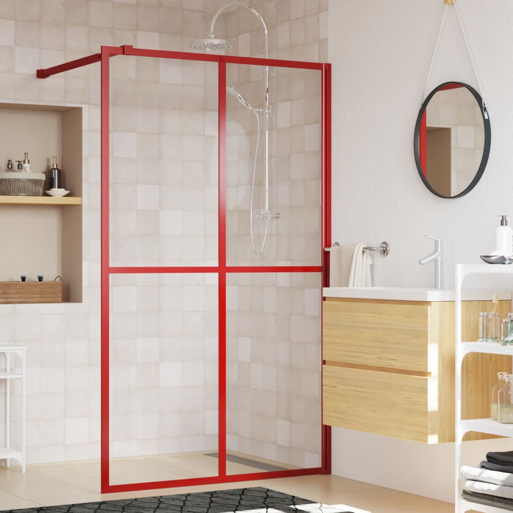 Parete per Doccia Walk-in Vetro Trasparente ESG 140x195cm Rossa 154950