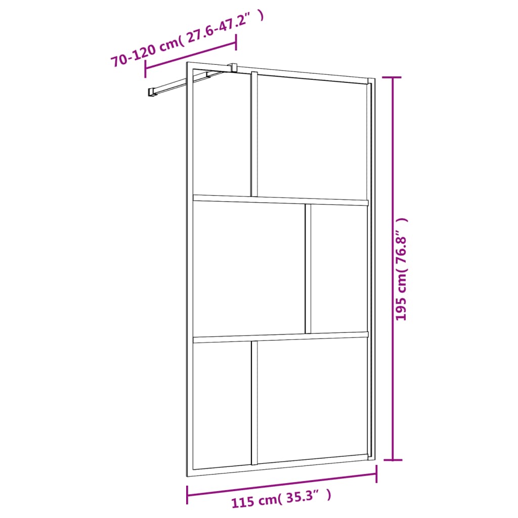 Parete per Doccia Walk-in Vetro Trasparente ESG 115x195cm Rossa 154958