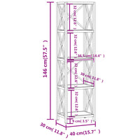 Scaffale a 5 Ripiani 40x30x146 cm in Legno Massello di Rovere 353816