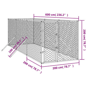 Cuccia per Cani da Esterno Argento 2x6x2 m Acciaio Zincato 3190452