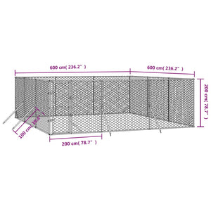 Cuccia per Cani da Esterno Argento 6x6x2 m in Acciaio Zincato 3190460