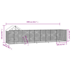 Cuccia Cani da Esterno Tetto Argento 10x2x2,5 m Acciaio Zincato 3190468