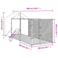 Cuccia Cani da Esterno Tetto Argento 2x6x2,5 m Acciaio Zincato 3190475