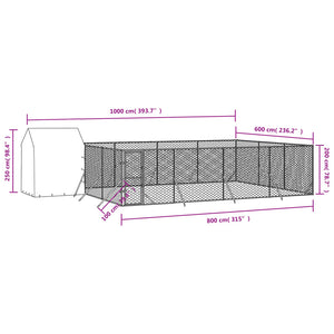 Cuccia Cani da Esterno Tetto Argento 10x6x2,5 m Acciaio Zincato 3190480