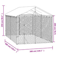 Cuccia Cani da Esterno Tetto Argento 3x3x2,5 m Acciaio Zincato 3190486