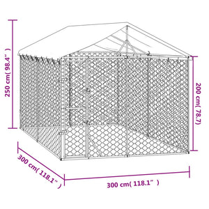 Cuccia Cani da Esterno Tetto Argento 3x3x2,5 m Acciaio Zincato 3190486