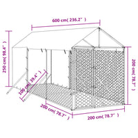 Cuccia Cani da Esterno Tetto Argento 2x6x2,5 m Acciaio Zincato 3190491