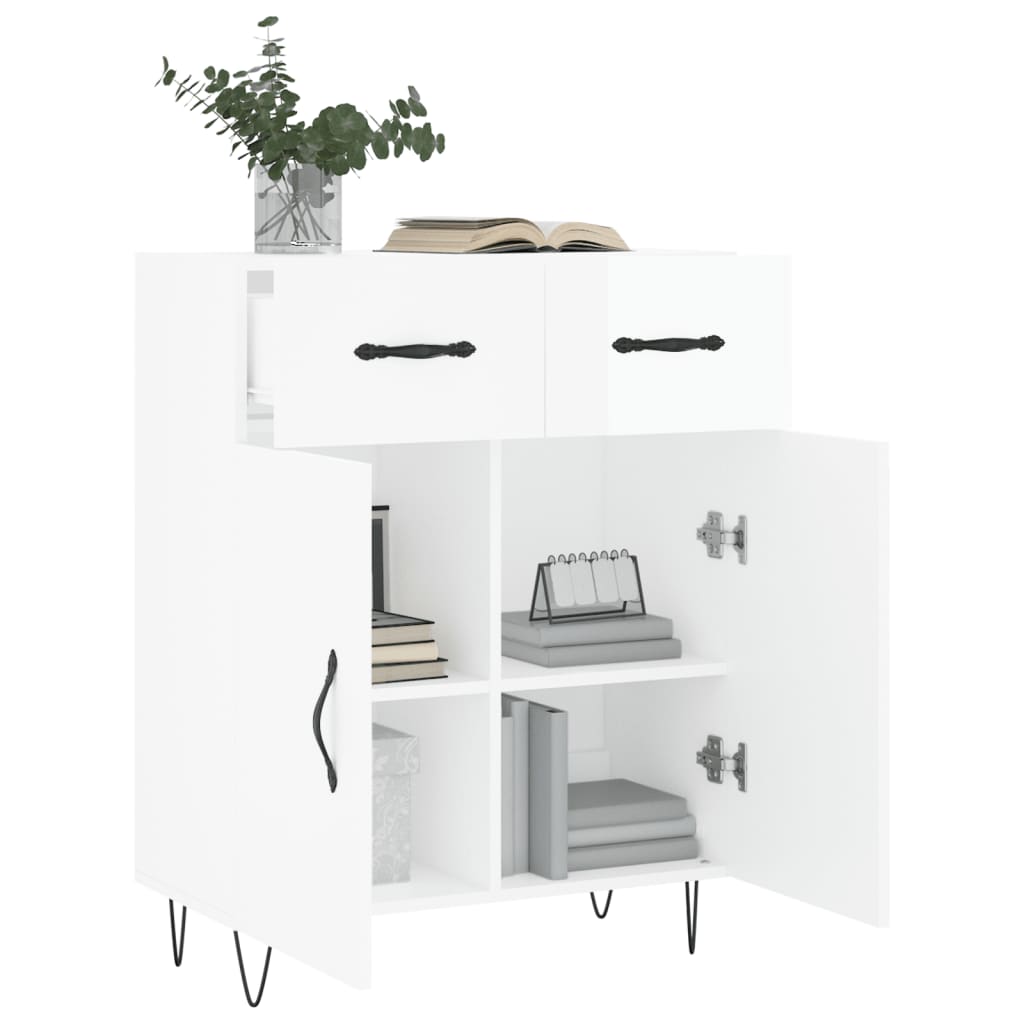 Credenza 69,5x34x90 cm in Legno Multistrato Bianco Lucido 827974