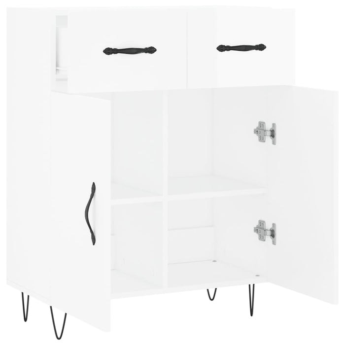 Credenza 69,5x34x90 cm in Legno Multistrato Bianco Lucido 827974