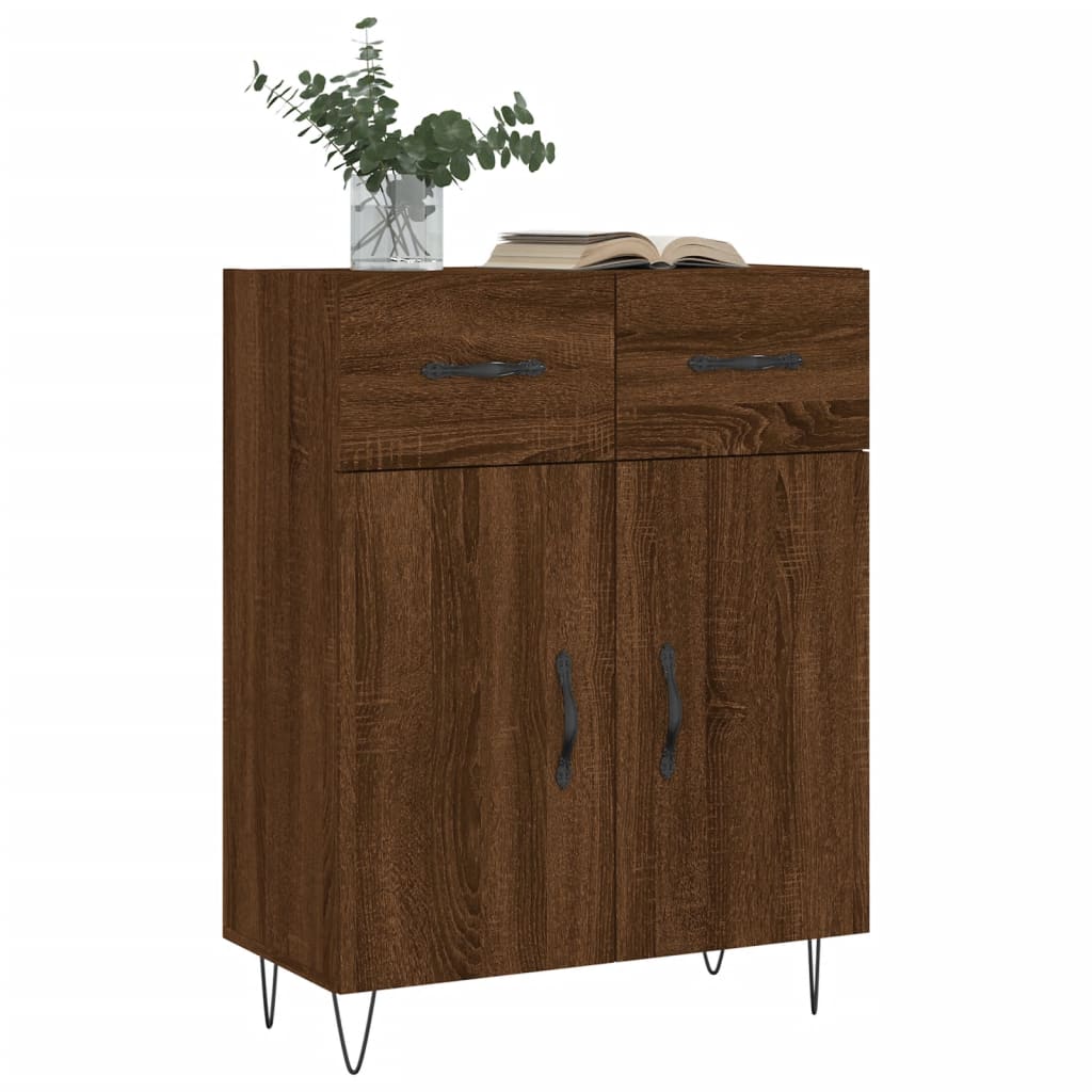 Credenza Rovere Marrone 69,5x34x90 cm in Legno Multistrato 827979