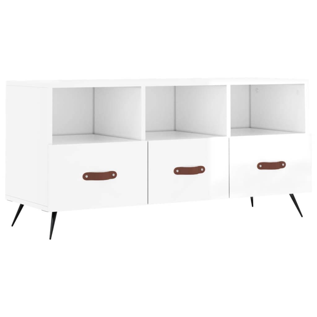 Mobile Porta TV Bianco Lucido 102x36x50 cm in Legno Multistratocod mxl 79556