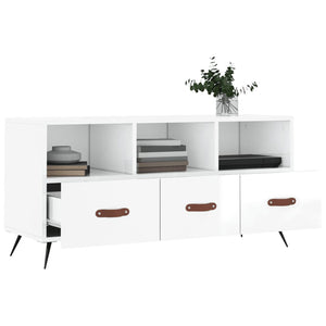 Mobile Porta TV Bianco Lucido 102x36x50 cm in Legno Multistrato 829006