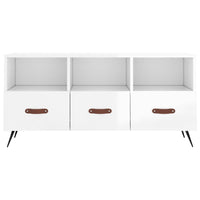 Mobile Porta TV Bianco Lucido 102x36x50 cm in Legno Multistrato 829006