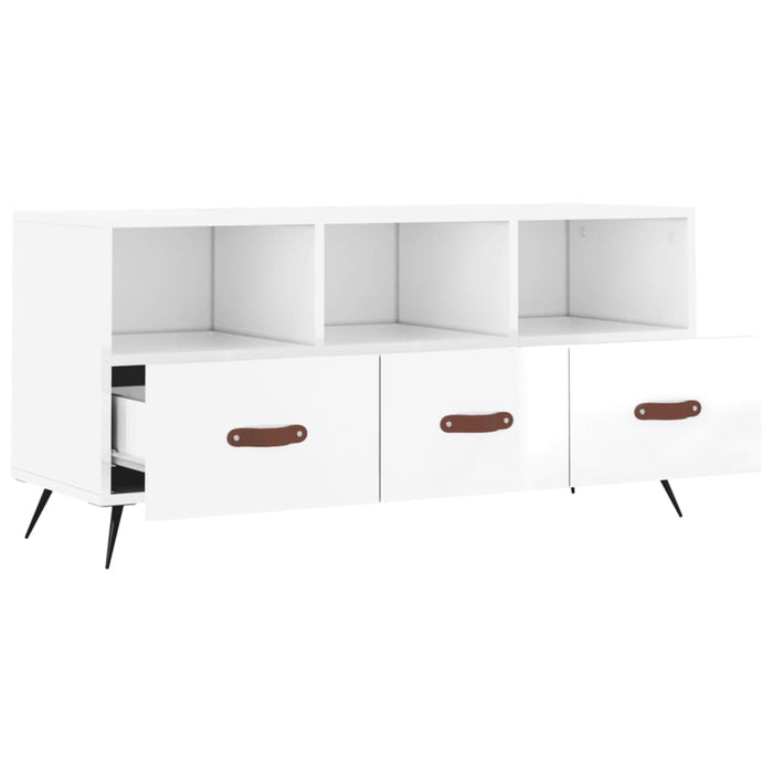 Mobile Porta TV Bianco Lucido 102x36x50 cm in Legno Multistrato 829006