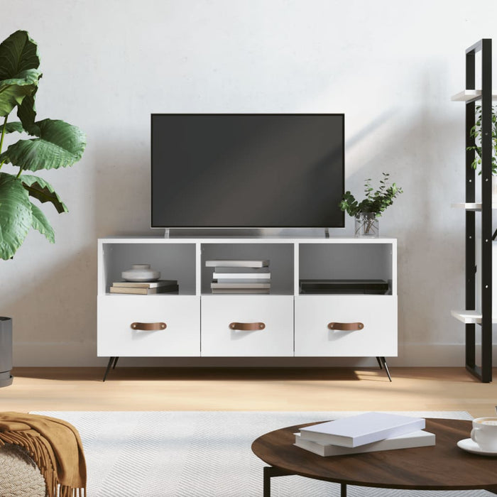 Mobile Porta TV Bianco Lucido 102x36x50 cm in Legno Multistratocod mxl 79556