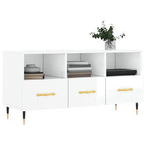 Mobile Porta TV Bianco Lucido 102x36x50 cm in Legno Multistratocod mxl 127923