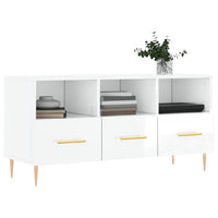 Mobile Porta TV Bianco Lucido 102x36x50 cm in Legno Multistrato 829022