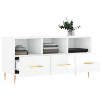 Mobile Porta TV Bianco Lucido 102x36x50 cm in Legno Multistrato 829022