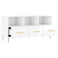 Mobile Porta TV Bianco Lucido 102x36x50 cm in Legno Multistrato 829022